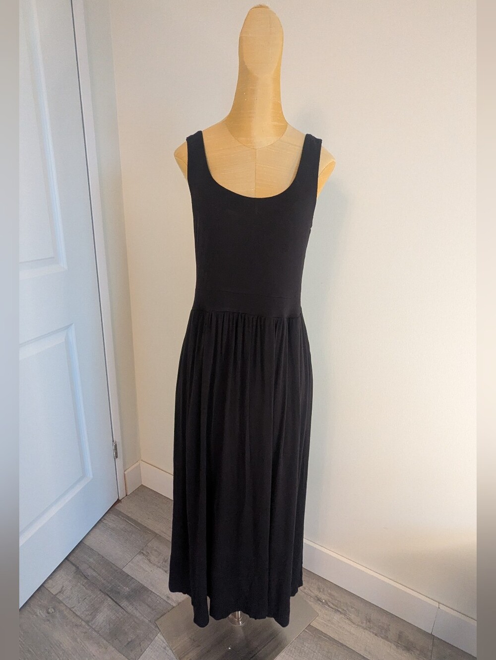 ​Title: Black Tape Black Tank Midi Maxi Dress Scoop Neck Size Small